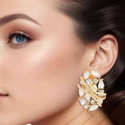 Unlock Retro Glam with Clear Gold Oval Clip Earrings Jewelry Bubble