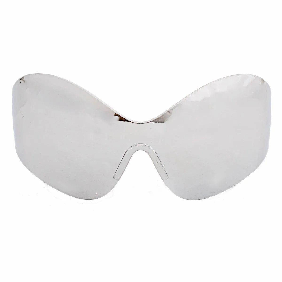 Unlock Style: Trendy Silver Mirrored Mask Butterfly Sunglasses Jewelry Bubble