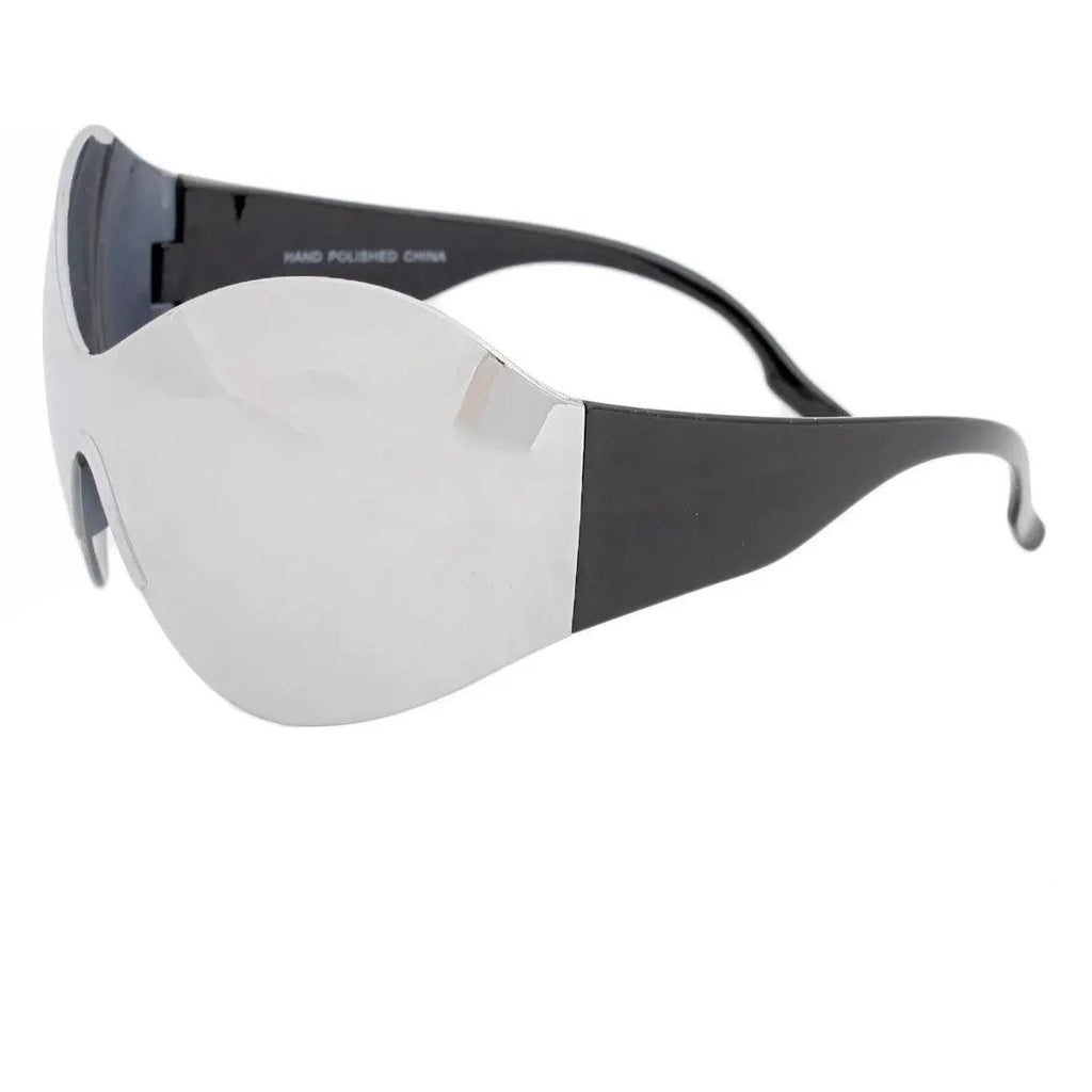 Unlock Style: Trendy Silver Mirrored Mask Butterfly Sunglasses