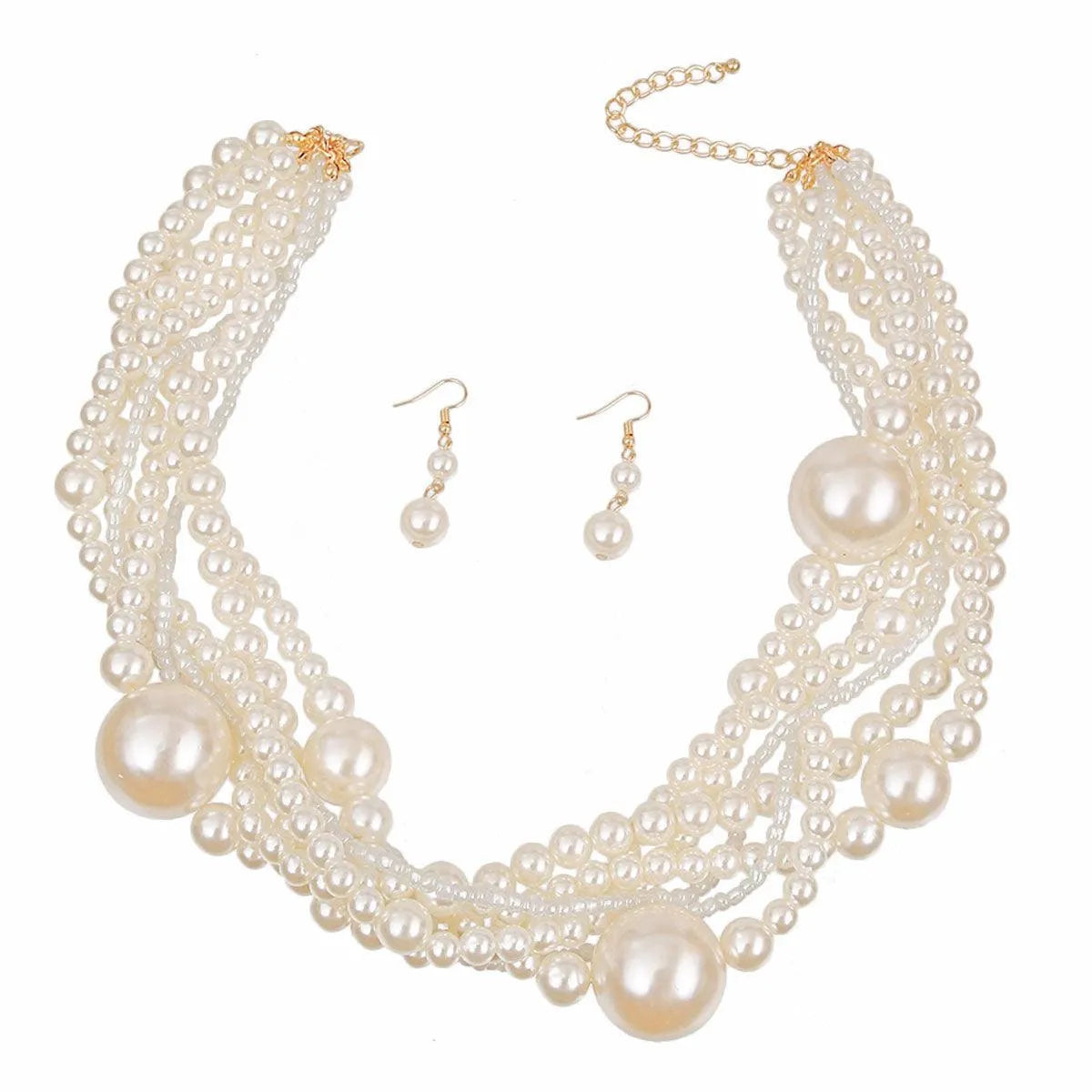 Unveil Sophistication with a Stunning Cream Pearl Torsade Necklace Set Jewelry Bubble