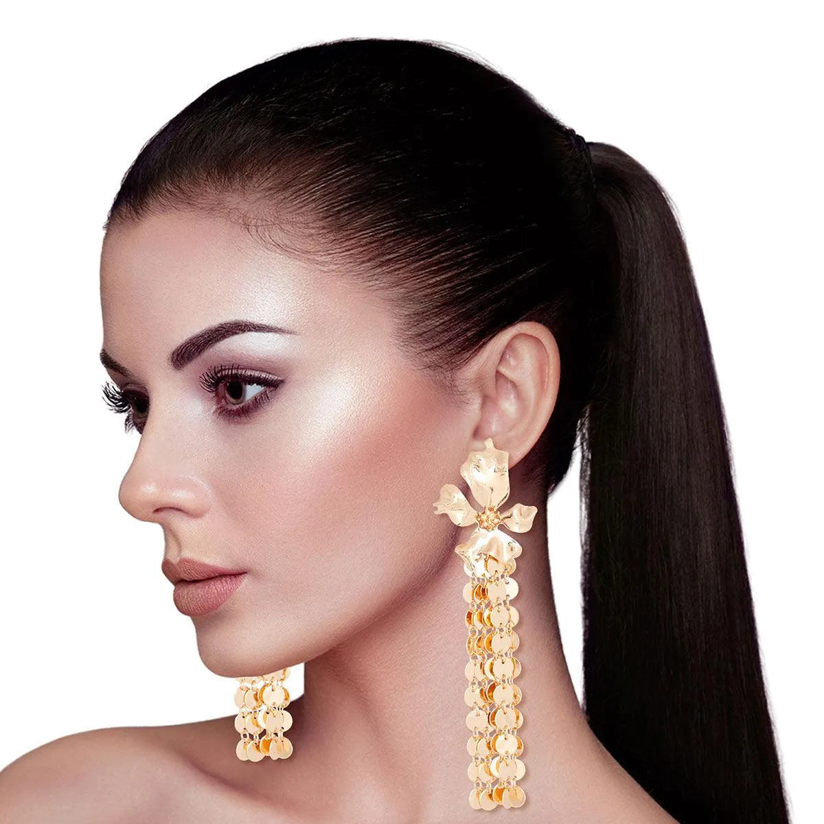 Upgrade Your Style with Drop & Linear Gold-finish Flower Earrings Jewelry Bubble