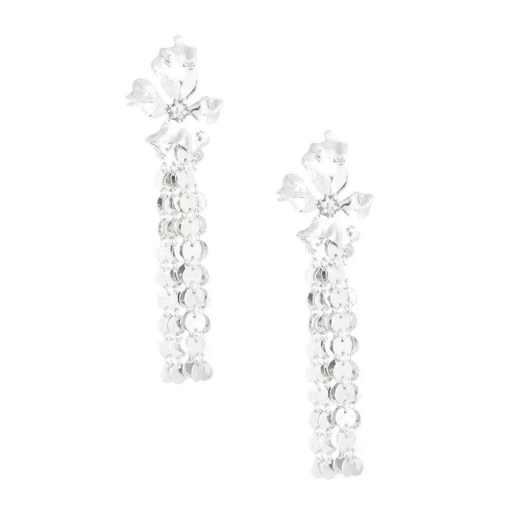 Upgrade Your Style with Drop & Linear Silver-finish Flower Earrings