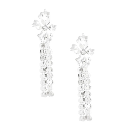 Upgrade Your Style with Drop & Linear Silver-finish Flower Earrings Jewelry Bubble