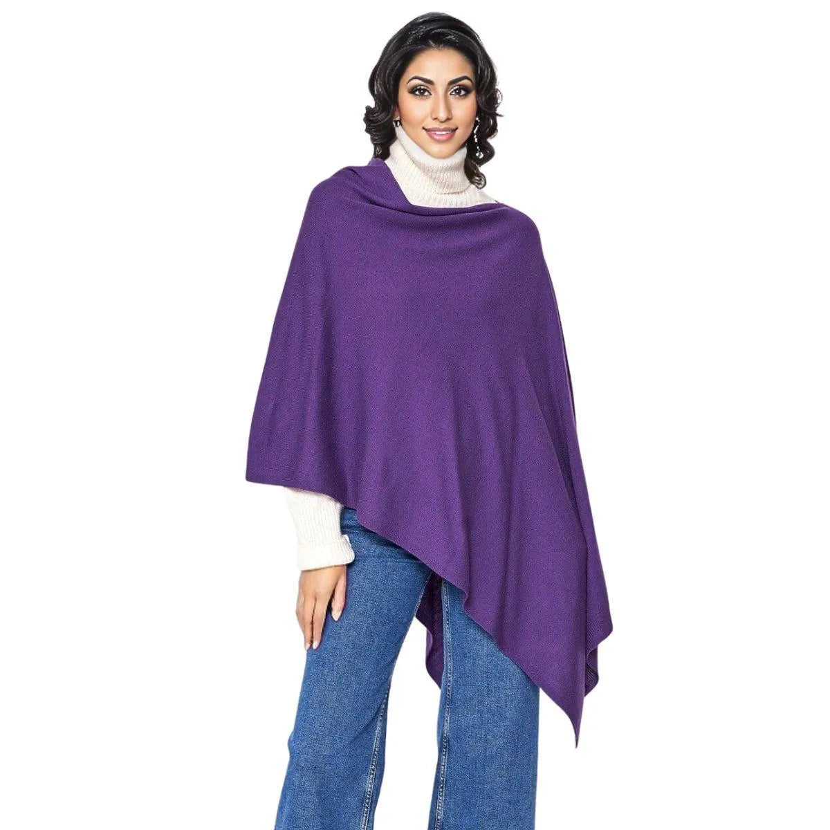 Upgrade your wardrobe with our Chic Purple Scarf Poncho Wrap Jewelry Bubble