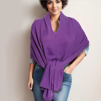 Upgrade your wardrobe with our Chic Purple Scarf Poncho Wrap Jewelry Bubble