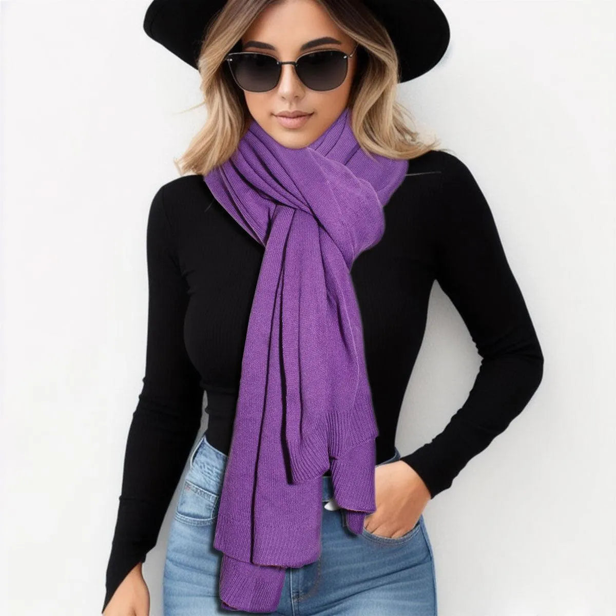 Upgrade your wardrobe with our Chic Purple Scarf Poncho Wrap Jewelry Bubble