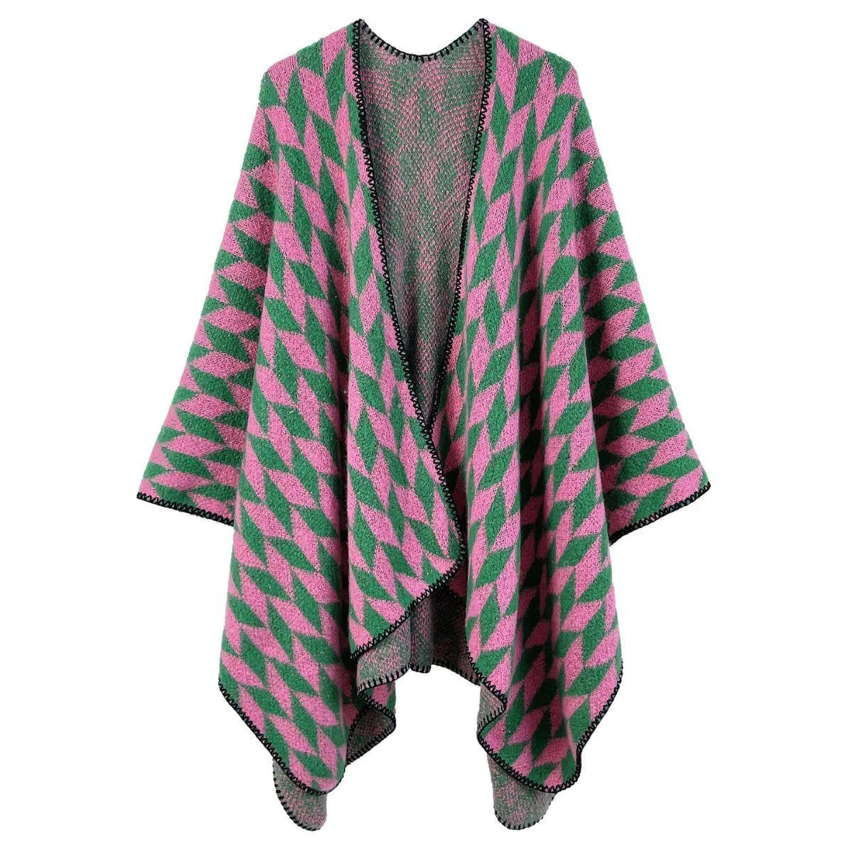 Versatile Geometric Print Print Kimono Cardigan Pink-green: Unleash Your Wild Side Jewelry Bubble