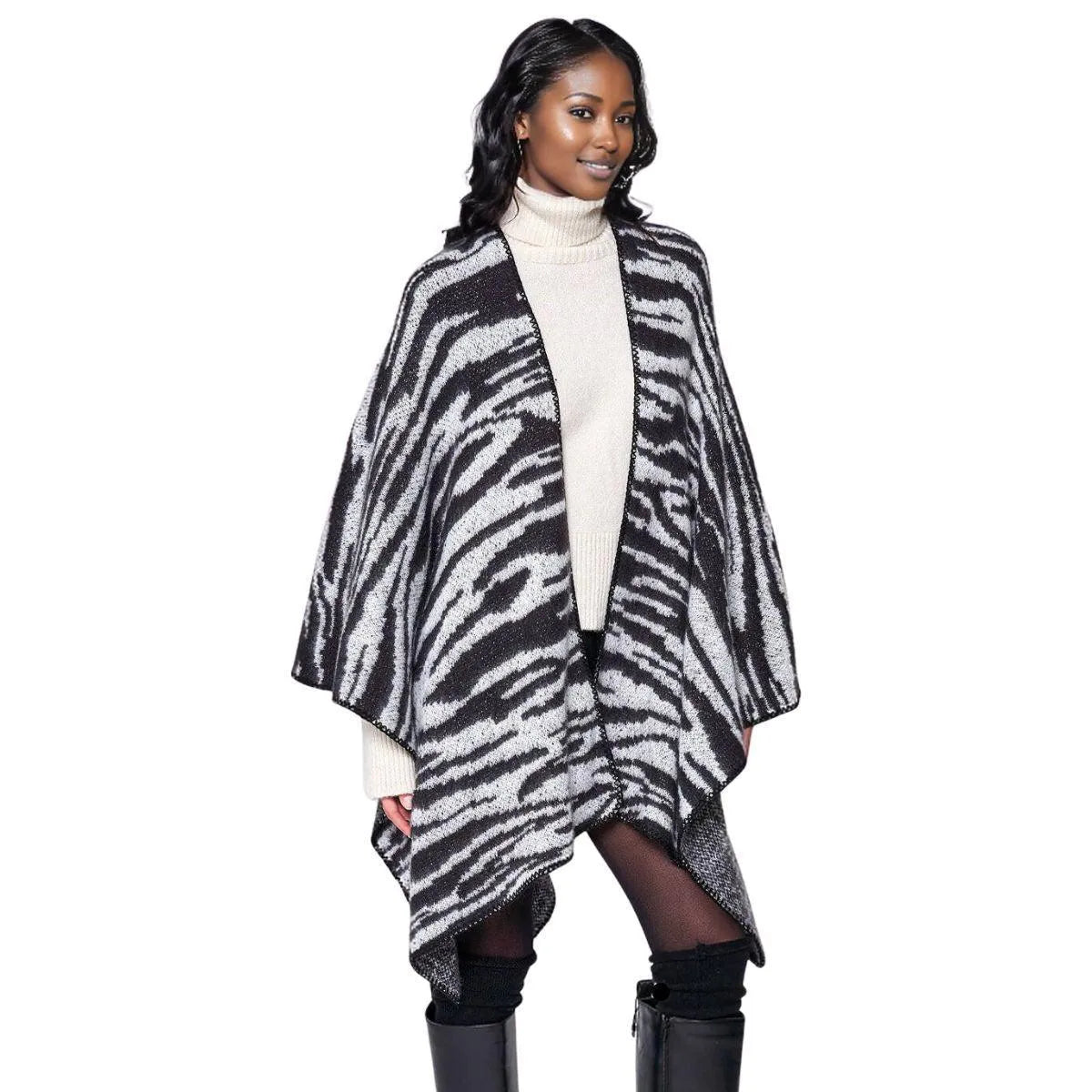 Versatile Zebra Print Kimono Cardigan Black-white: Unleash Your Wild Side Jewelry Bubble