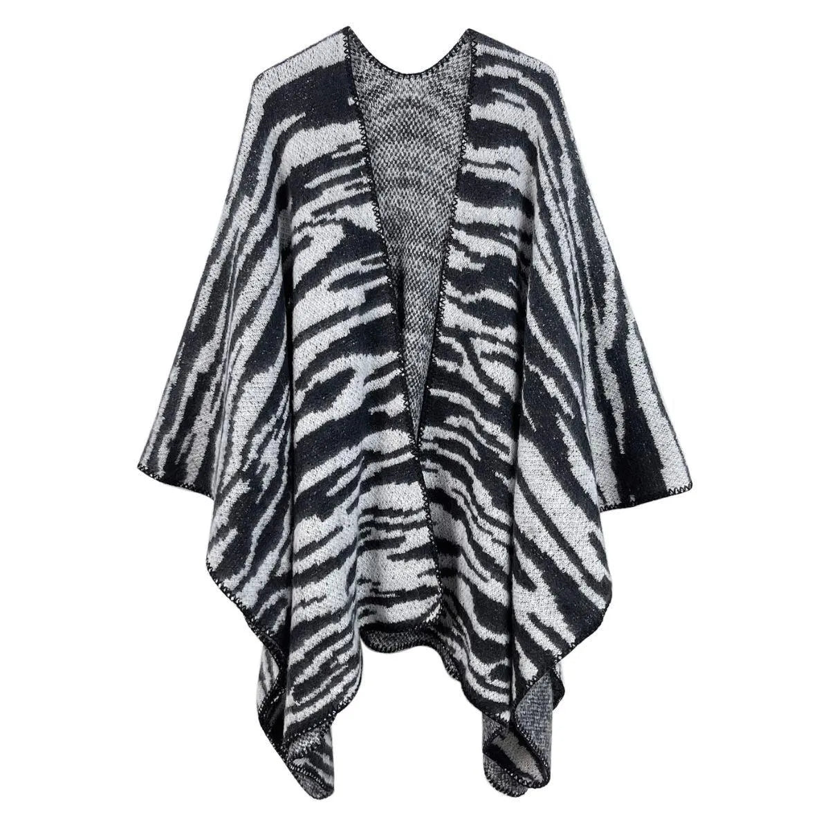 Versatile Zebra Print Kimono Cardigan Black-white: Unleash Your Wild Side Jewelry Bubble