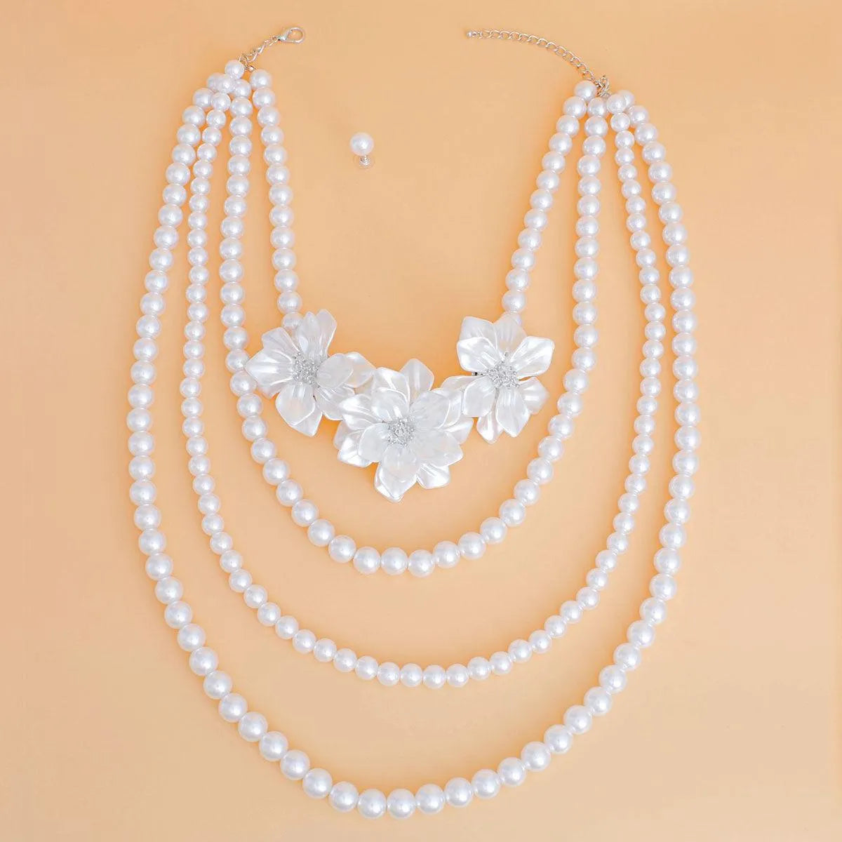 White Pearl Flower Necklace Set: Your Ultimate Style Statement Jewelry Bubble