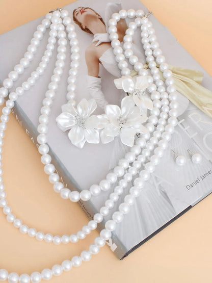 White Pearl Flower Necklace Set: Your Ultimate Style Statement Jewelry Bubble