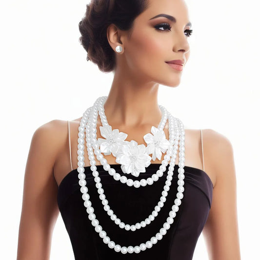 White Pearl Flower Necklace Set: Your Ultimate Style Statement Jewelry Bubble