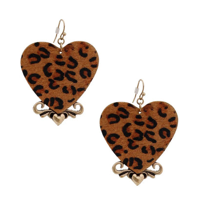 Wild Heart: Leopard Print Brown Leather Earrings for Fashionistas Jewelry Bubble