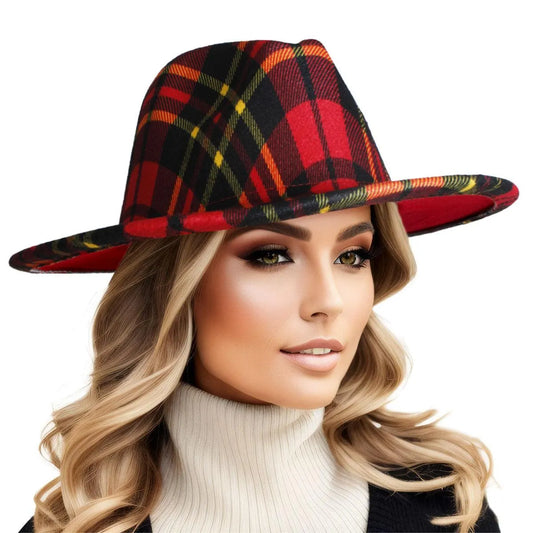 Women's Fashion Accessory: Plaid Fedora Hat - Order Now! Jewelry Bubble