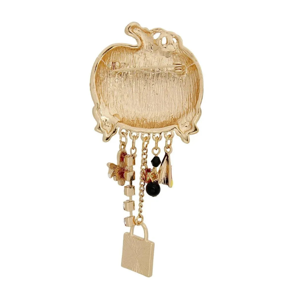 Women’s Halloween Jack O' Lantern Pumpkin Face Multi Charm Brooch Pin