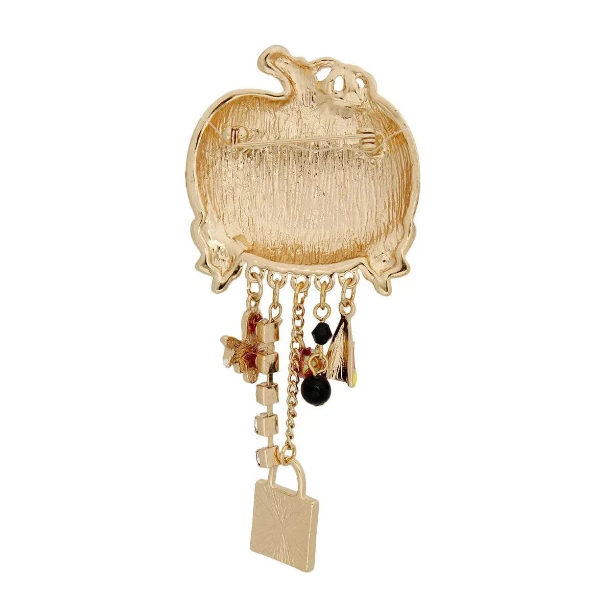 Women’s Halloween Jack O' Lantern Pumpkin Face Multi Charm Brooch Pin