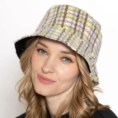 Women's Plaid Bucket Hat Lavender/Multi Fashionable and On-Trend Jewelry Bubble