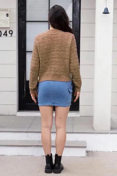 Women's Round Neck Button-Up Cardigan