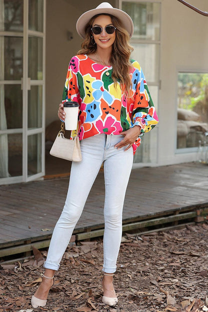 Abstract Print Multicolor Blouse: Vibrant Style for Summer