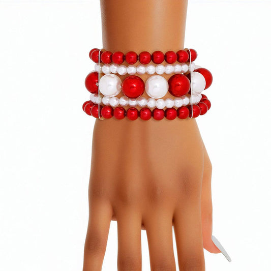 Accessorize with Red & White Pearl Bracelet: Order Today