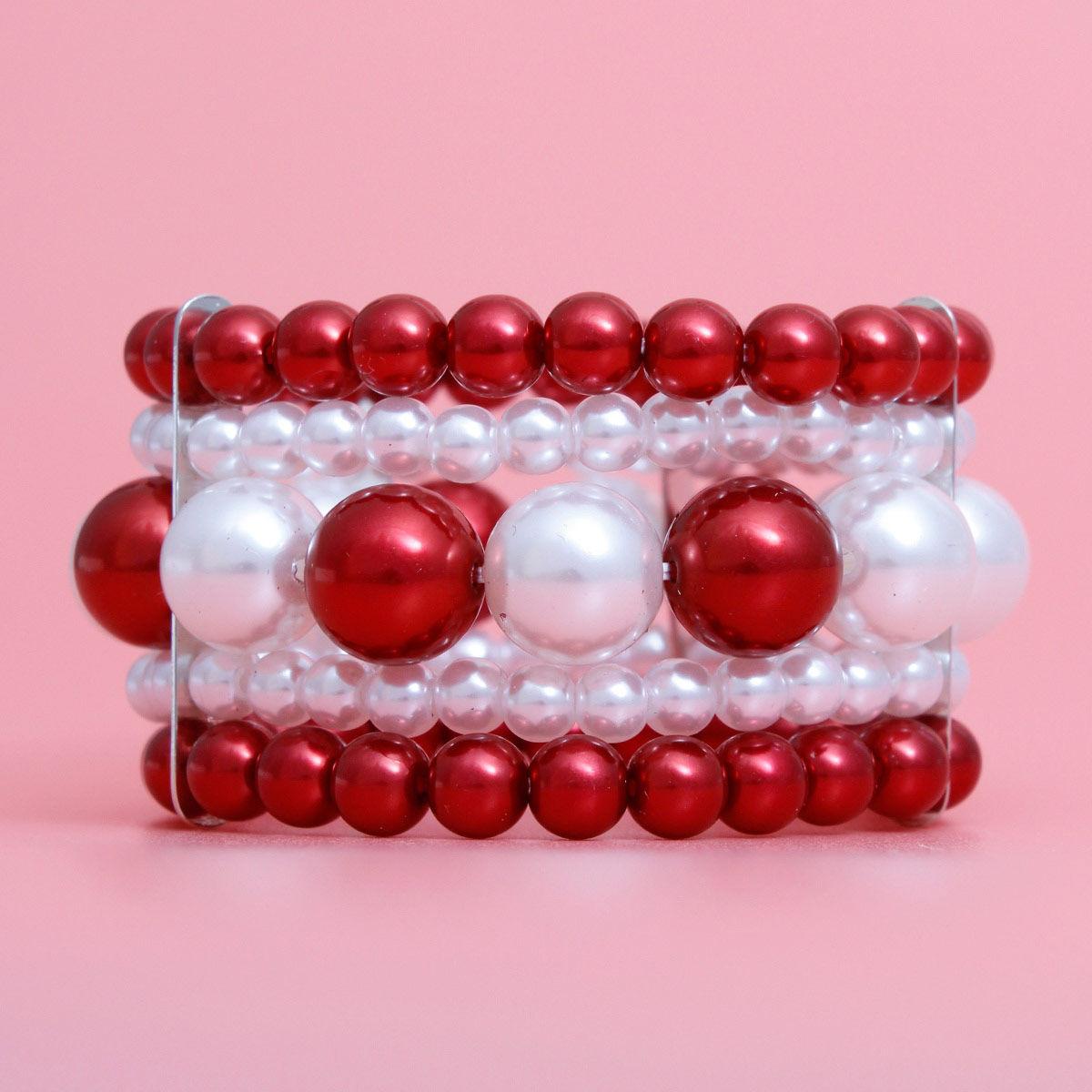 Accessorize with Red & White Pearl Bracelet: Order Today