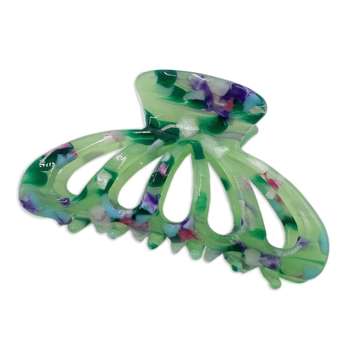 Achieve a Chic Look with the Green Marble Big Hair Claw Clip