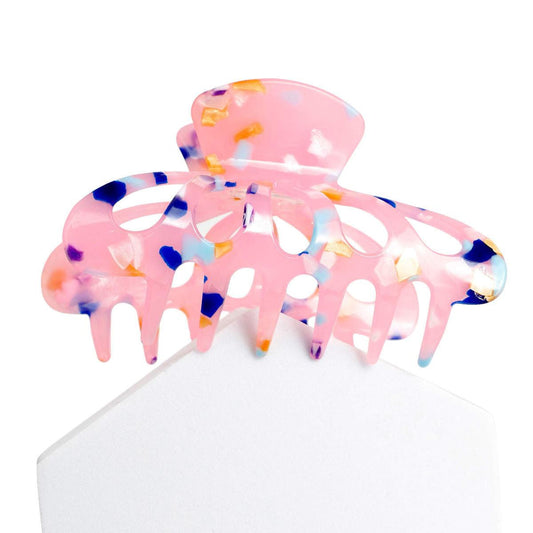 Achieve a Chic Look with the Pink Marble Big Hair Claw Clip