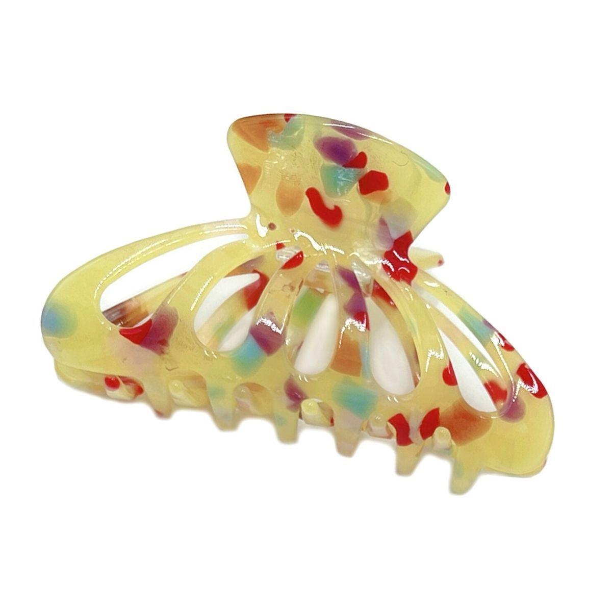 Achieve a Chic Look with the Yellow Marble Big Hair Claw Clip