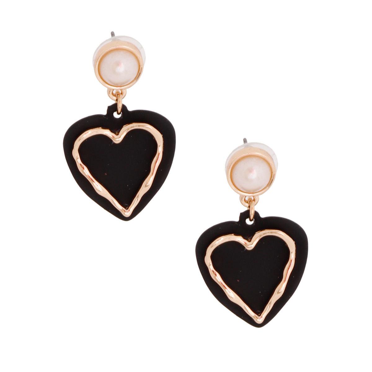 Add a Touch of Romance with Black Heart Drop Earrings