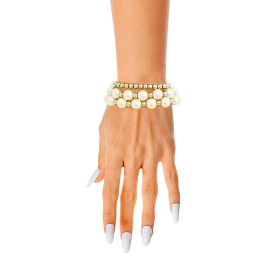 Affordable Pearl & Ball Bead Bracelet Set - Shop Now!