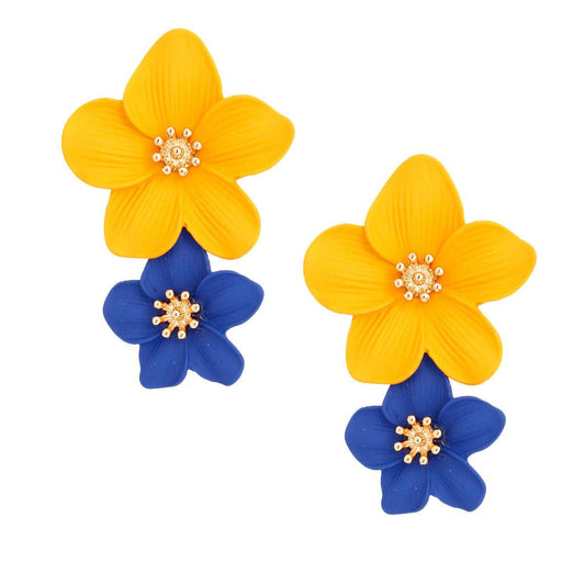 Blue/Gold Flower Earrings Stunning Design