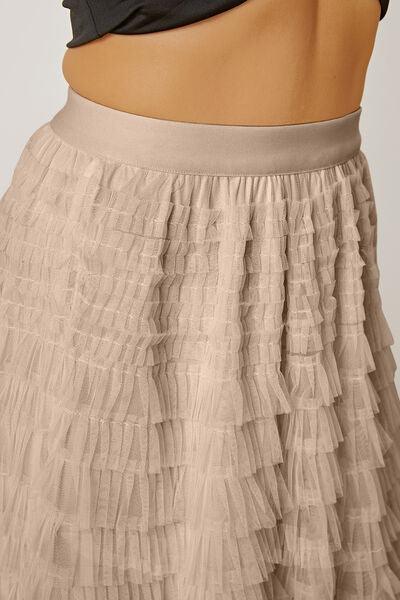 Boost Your Look with a Ruched High-Waist Tiered Skirt