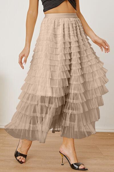 Boost Your Look with a Ruched High-Waist Tiered Skirt