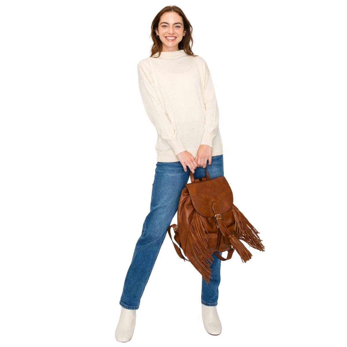 Brown Soft Grain Vegan Faux Leather Women’s Backpack