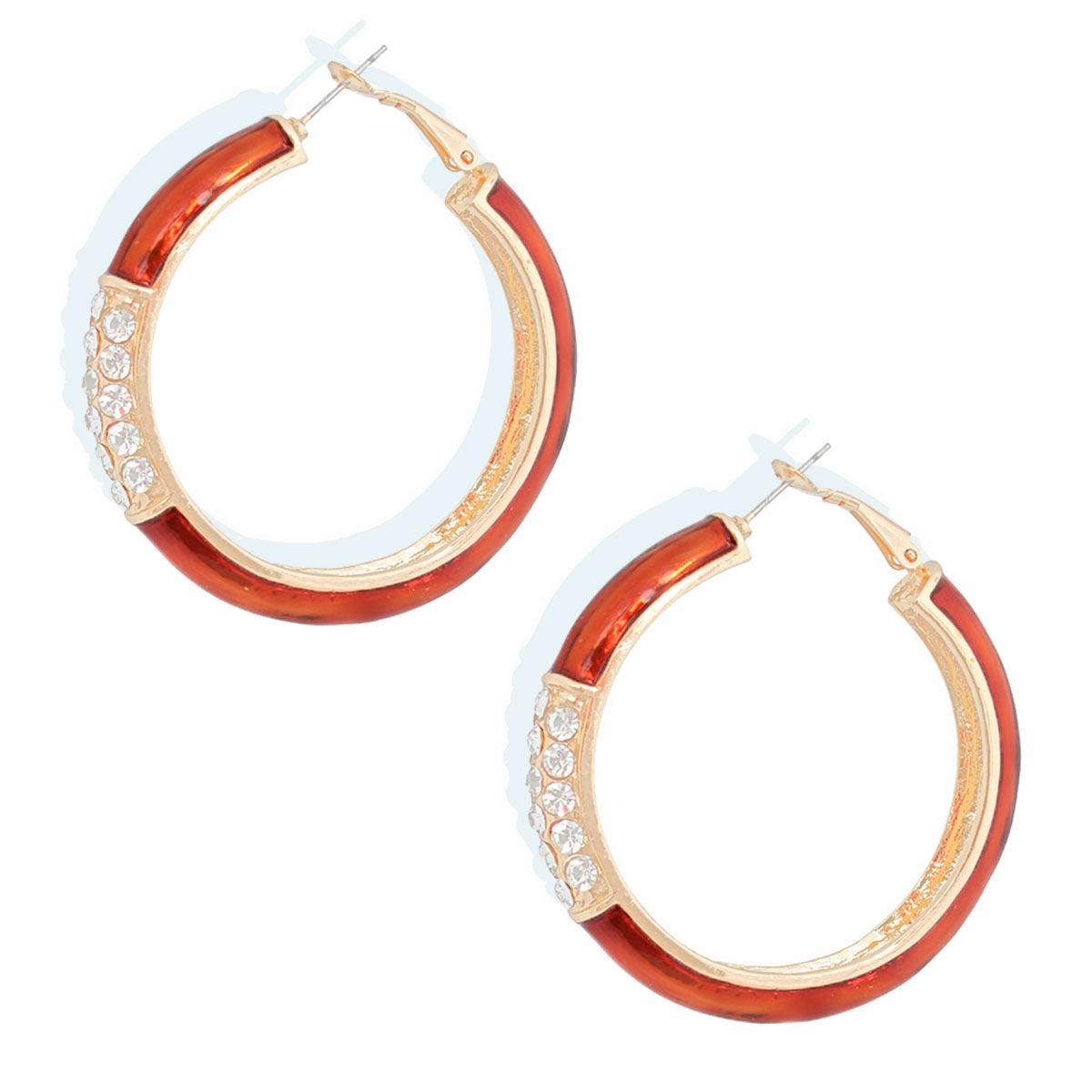 Burgundy and Gold Rhinestone Hoop Earrings: Your New Go-To Accessory