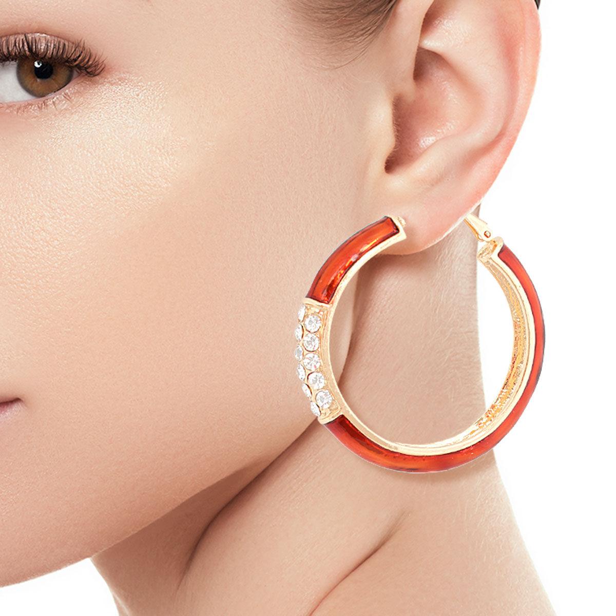 Burgundy and Gold Rhinestone Hoop Earrings: Your New Go-To Accessory