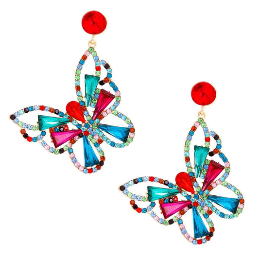 Buy Butterfly Multicolour Drop Earring Gold - Sparkle Today