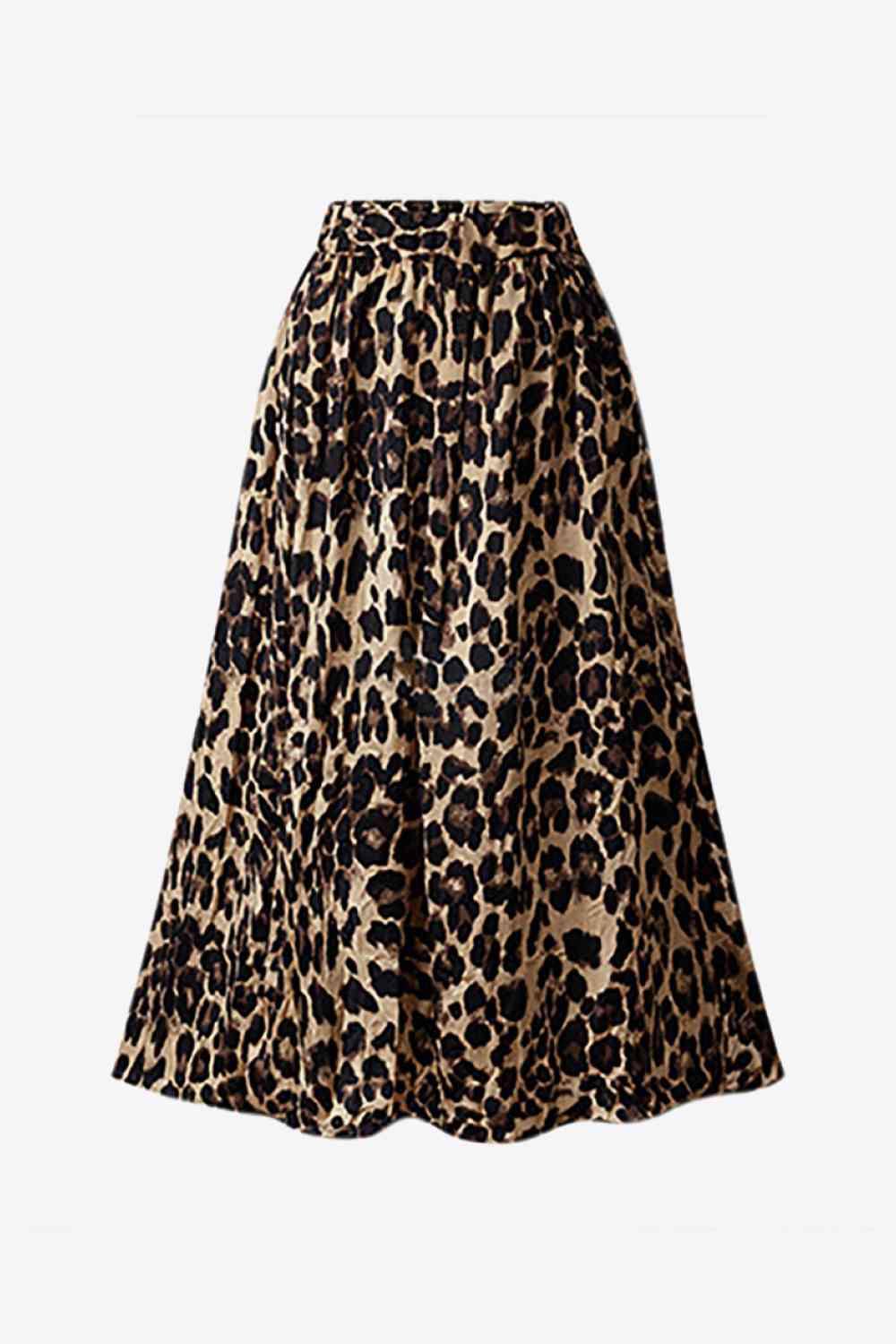 Buy Fashionable Plus Size Leopard Print Midi Skirt