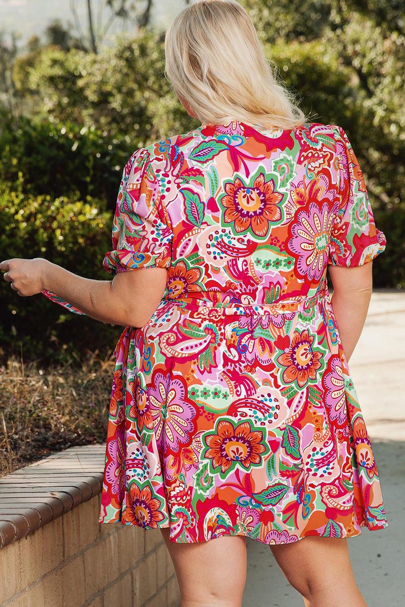 Buy Stylish Plus Size Wrap Dress - Paisley & Floral Print