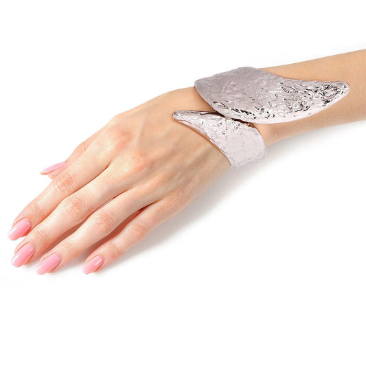Bypass Hinge Cuff Bracelet: Hammered Silver Fashion Jewelry