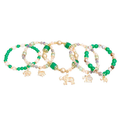 Chic Elephant Charm Bracelets with Green Beads - Must-Have Accessories