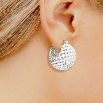 Chic White Gold Basket Pattern Earrings - Shop Now!