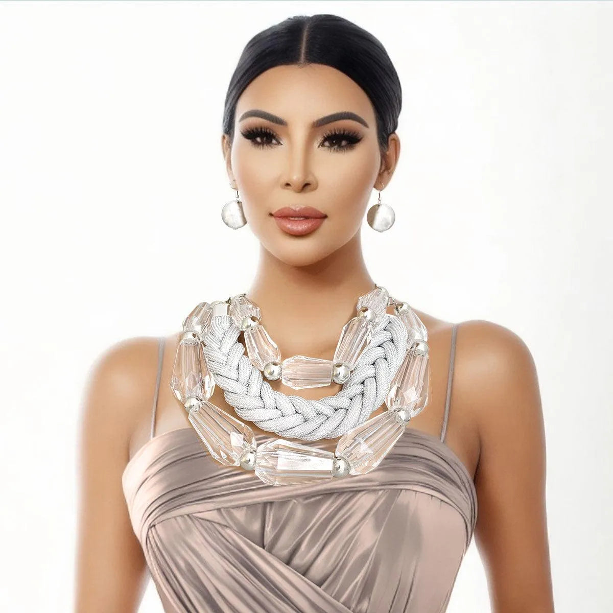 Clear Expression Necklace & Earrings Set: Fashion Statement Jewelry