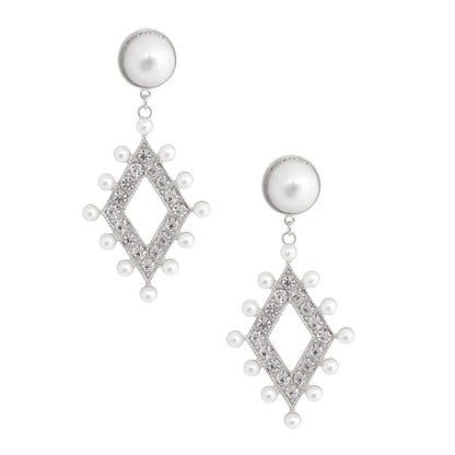 Clear Open Diamond Drop Statement Earrings