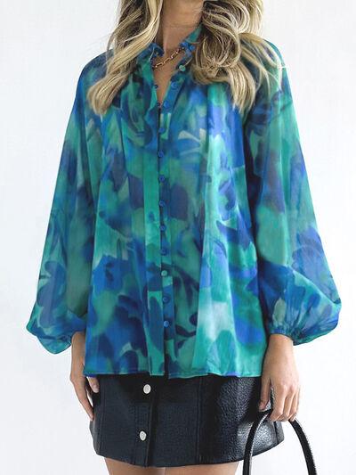 Colorful Women's Button Up Shirt with Balloon Sleeves | Shop Now