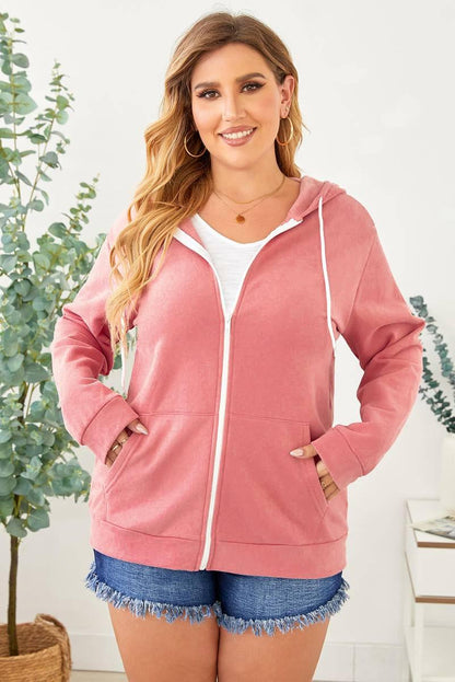 Comfy Plus Size Pink Hoodie for Ladies - Perfect for Everyday