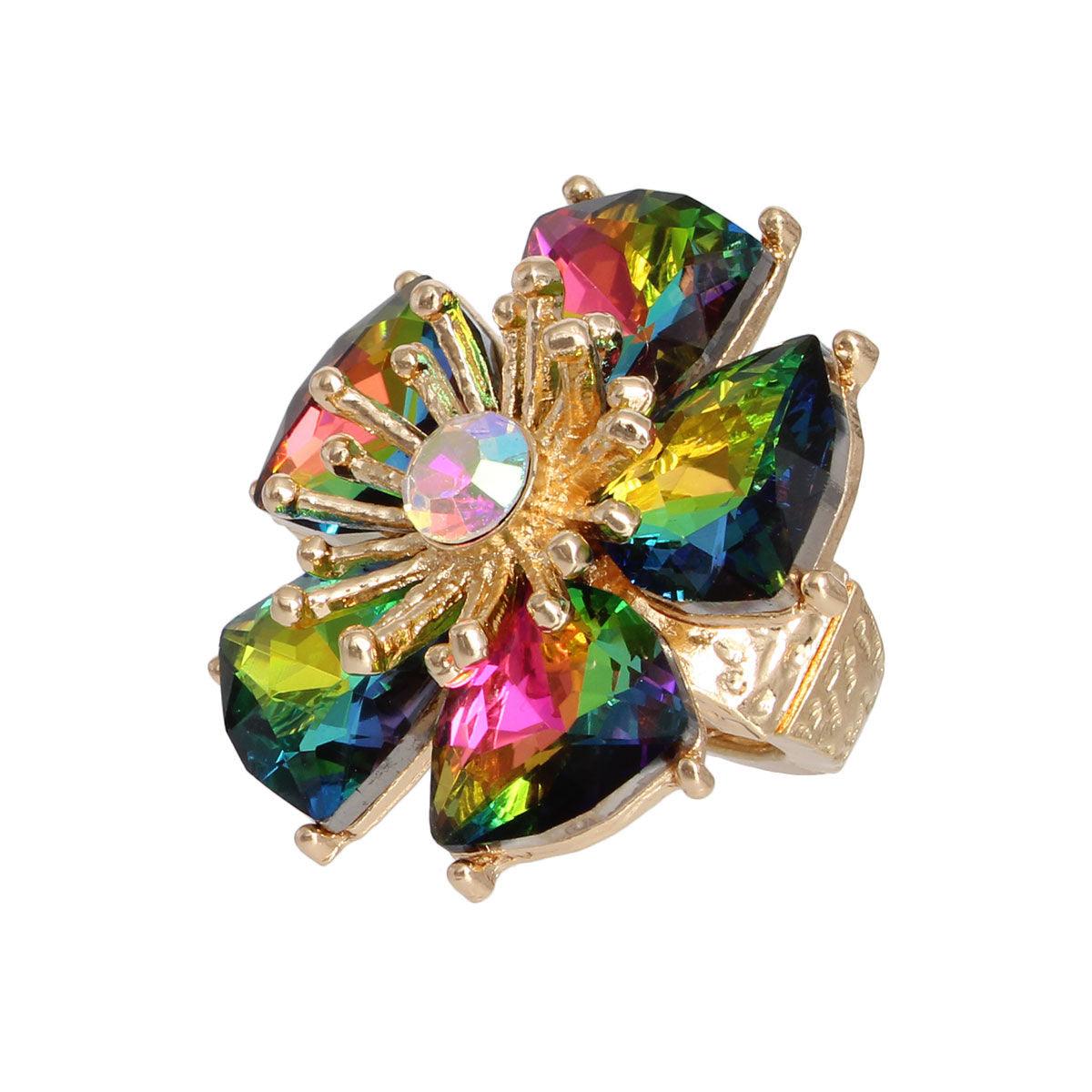 Complete Your Look with a Pink-Green Flower Cocktail Ring