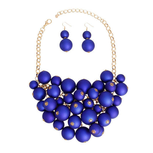 Complete Your Look with our Gorgeous Blue Bubble Necklace Set - Order Today