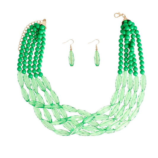 Complete Your Outfit with Our Green Necklace Set - A Must-Have for Open Neck Dresses or Blouses