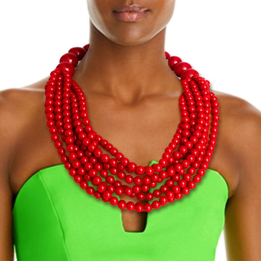 Complete Your Outfit with this Burgundy-Red Necklace & Earrings Set